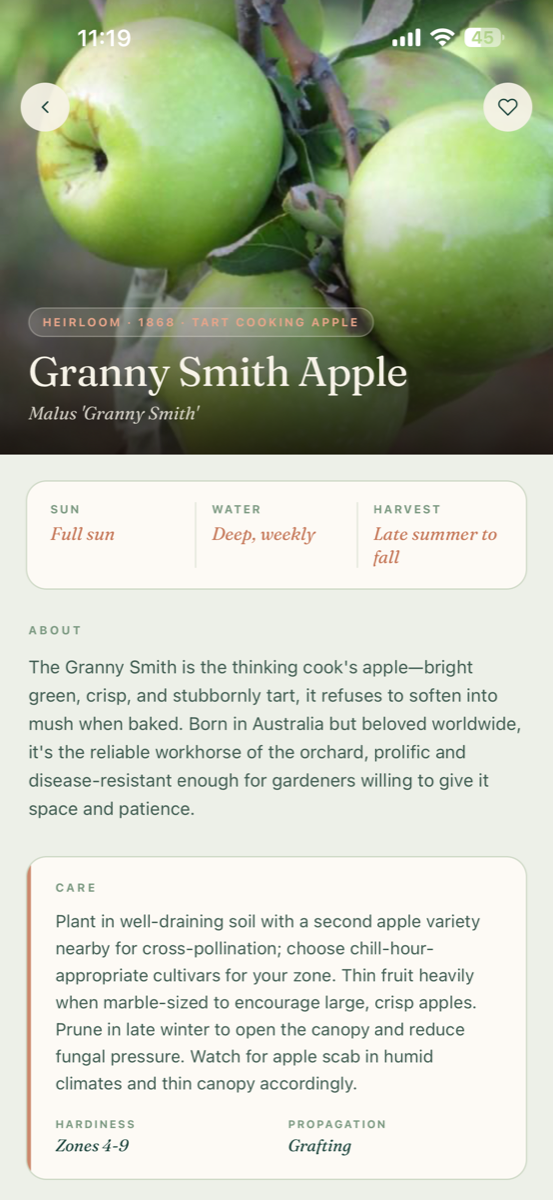 Rooted plant detail page